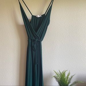 V-Neck Wrap Midi Dress
